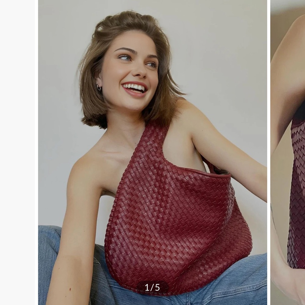 Commense Burgundy Woven Shoulder Bag